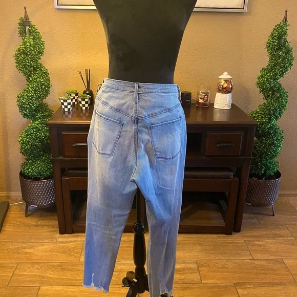 Mossimo Raw Hem and Distressed Jeans Blue 10 - Picture 3 of 3